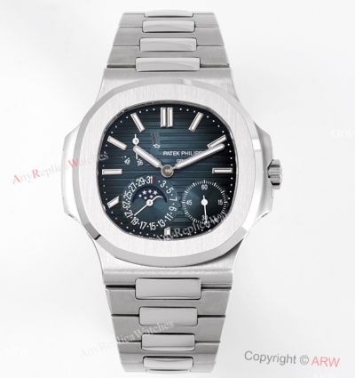 PPF V2 Super Clone Patek Philippe Nautilus Power Reserve Stainless Steel Blue Face